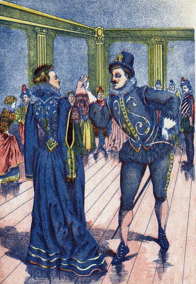 Der Königssohn lässt Aschenputtel tanzen. Illustration für „Aschenputtel“ von Charles Perrault von Unknown artist