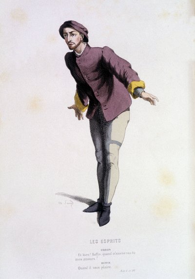 Urbain in „les esprits“ (von Pierre de Larivey 1579), in „Le théâtre français au 16ème und 17ème siècle vor Molière“ von Edouard Fournier. von Unknown artist