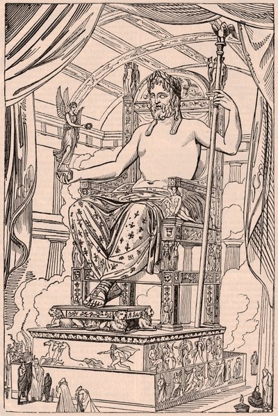 Ansicht der gigantischen Statue des Olympischen Zeus von Phidias von Unknown