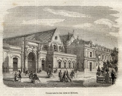 Ansicht des Conservatoire des Arts et Metiers (Cnam) in Paris, Rue Saint Martin in Paris - (Ansicht auf das Konservatorium der Künste und Handwerke in Paris - Gravur in „Dictionnaire populaire illustrious“ - 1864 - von Joseph Decembre und Edmond Allonier von Unknown artist