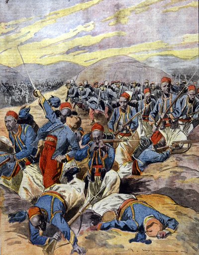 Krieg 1914 - 1918: Afrikanische Reiter der französischen Kolonialarmee in den Dünen von Flandern. 1914 von Unknown Artist