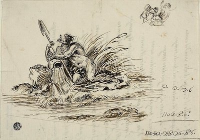 Recto: Ein Flussgott; verso: ein Sonett von Santi Rinaldi von Unknown Florentine