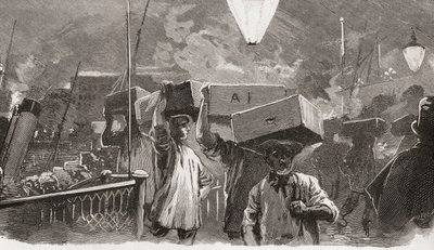 5 Uhr morgens auf dem Billingsgate-Fischmarkt, London, England im 19. Jahrhundert von Unknown artist