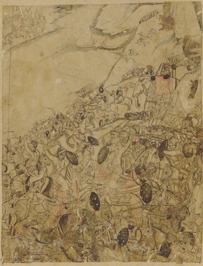 Eine Schlacht am Ufer eines Flusses von Unknown artist