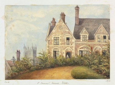 Ein Haus mit Frau in der Tür von Unknown artist
