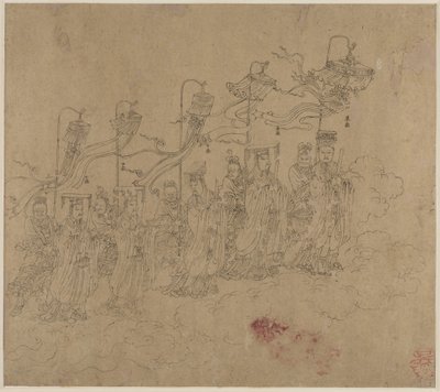 Album der daoistischen und buddhistischen Themen: Prozession der daoistischen Gottheiten: Blatt 5 von Unknown artist