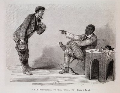 Amerikanischer Schwarzer verspottet betrunkenen Weißen - in „Le tour du monde“, 2. Semester 1876 von Unknown artist
