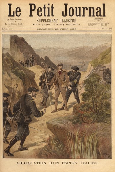 Verhaftung eines italienischen Spions, Hauptmann Vittorio Ravelli, durch das 23. Alpenjägerbataillon, nördlich des Departements Alpes-Maritimes von Unknown artist