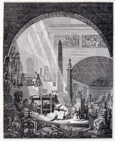 Baron Dominique Vivant-Denon in seinem Büro, umgeben von Kunstgegenständen und Napoleon von Unknown artist