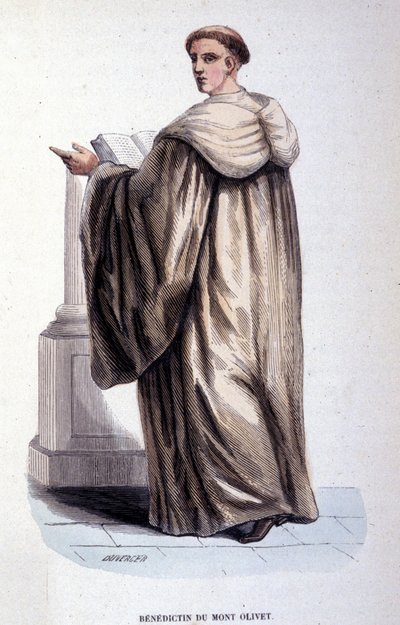 Benediktiner vom Mont Olivet. Stich aus einem Album über religiöse Orden, Paris von Unknown artist