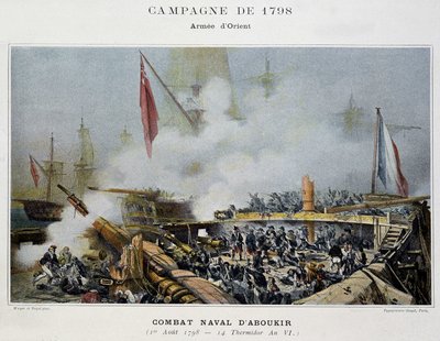 Kampagne (Expedition) von Ägypten (1798-1801): die Schlacht von Aboukir - in "Die Seeschlachten Napoleons" von Unknown artist