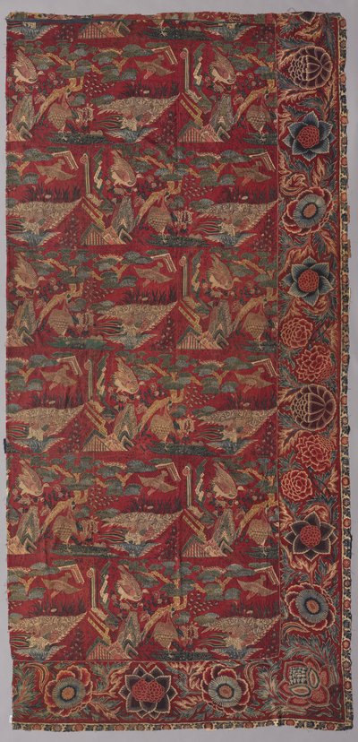 Chintz-Bettdecke oder Wandbehang mit japanisch inspiriertem Muster, rechte Hälfte von Unknown artist