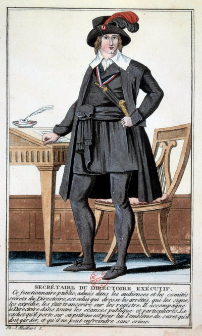 Directoire: Kostüm als Sekretär des Exekutivrats. Gravur aus dem 18. Jahrhundert. Paris, B.N. von Unknown artist