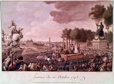 Hinrichtung von Marie Antoinette: Königin Marie Antoinette auf dem Schafott am 16. Oktober von Unknown artist