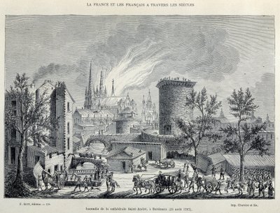 Brand der Kathedrale St. André, Bordeaux, 25. August von Unknown artist