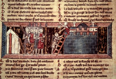Erster Kreuzzug: Die Kreuzfahrer vor Jerusalem. Miniatur aus Chevalier au Swan et Godefroi de Bouillon von Unknown artist