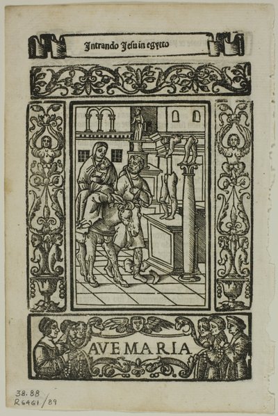 Flucht nach Ägypten aus Rosario della V. Maria von Castellanus, Platte 89 aus Holzschnitten aus Büchern des XVI. Jahrhunderts von Unknown artist