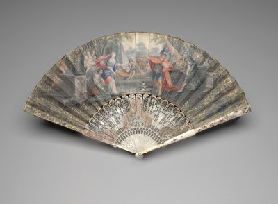Faltfächer mit Jephta, der seine Tochter trifft, ca. 1740er-50er von Unknown artist