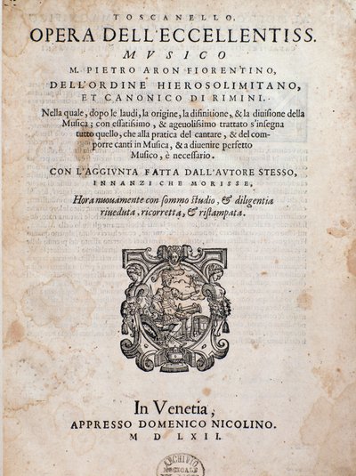 Frontispiz von Toscanello in musica von Pietro Aron von Unknown artist