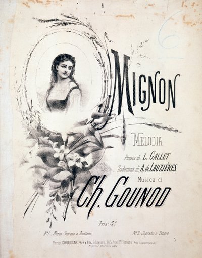 Frontispiz von Mignon, Melodie von Charles Gounod von Unknown artist