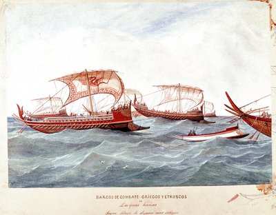 Griechische und etruskische Kriegsschiffe von Unknown artist