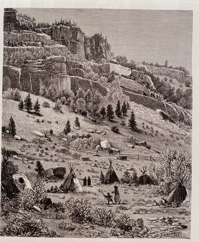 Indianerlager im Kaibab-Wald, USA - in „Tour du Monde“ von Unknown artist