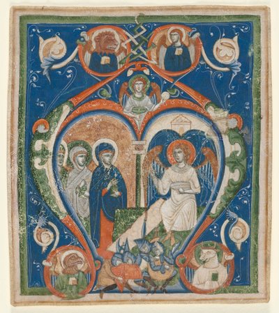Initiale A [ngelus Domini descendit] aus einem Antiphonar: Die drei Marien am Grab von Unknown artist