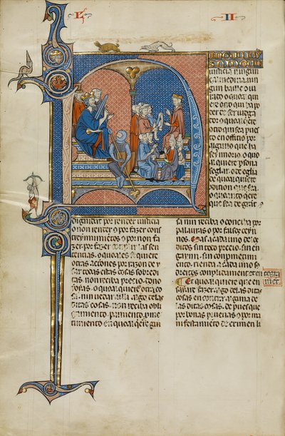 Initiale N: König Jakob I. von Aragon beaufsichtigt ein Gericht von Unknown artist