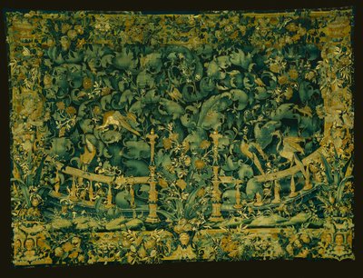 Großes Blattverzierung mit Balustrade und Vögeln von Unknown artist