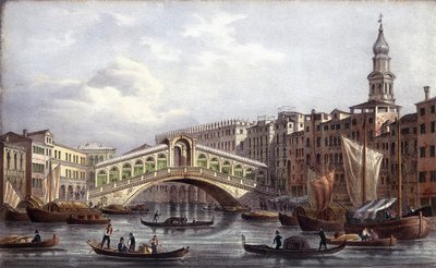 Die Rialtobrücke - in "Album der Hauptansichten von Venedig", illustriert von Marco Moro, Ed. Gio Brizeghel, ca. 1840 von Unknown artist