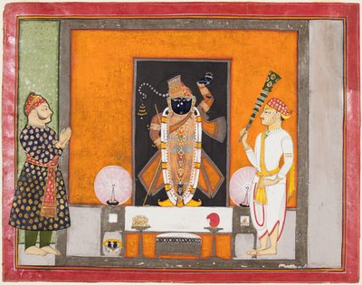 Maharao Ram Singh II von Kota (r. 1828–66) verehrt Brij Nathji als Bräutigam von Unknown artist