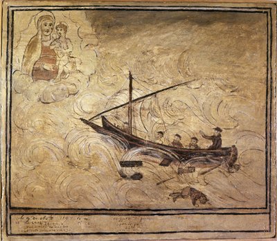 Mann am Meer. Votivbild aus dem 16. Jahrhundert aus der Kirche Madonna dell