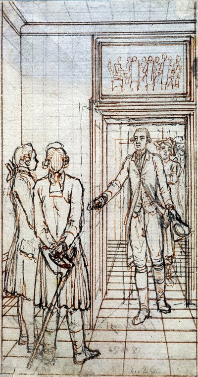 Treffen von Goethe und Jung Stilling in Straßburg. Zeichnung aus dem 19. Jahrhundert von Unknown artist