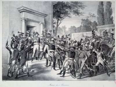 Treffen von Generälen und Offizieren um Napoleon Bonaparte am Morgen des 18. Brumaire von Unknown artist