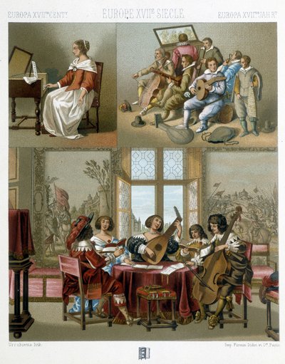 Musik in Europa im 17. Jahrhundert - in „Le costume historique“ von Racinet von Unknown artist