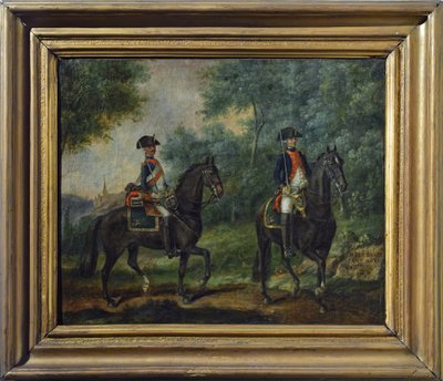 Offizier und Soldat des Mestre de Camps Regiments im Jahr 1790, spätes achtzehntes Jahrhundert von Unknown artist
