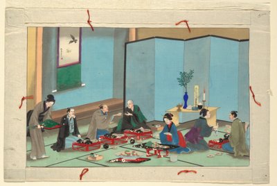 Eine von sechzehn Szenen des Todes und der Beerdigung eines Mannes von Unknown artist