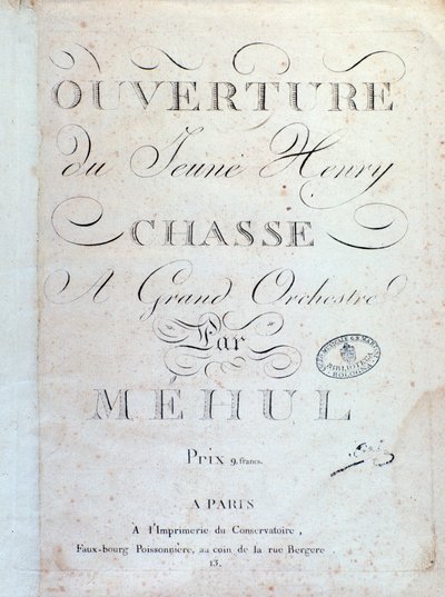 Eröffnungsseite, La Chasse der Oper Le jeune Henri von Mehul (1797) von Unknown artist
