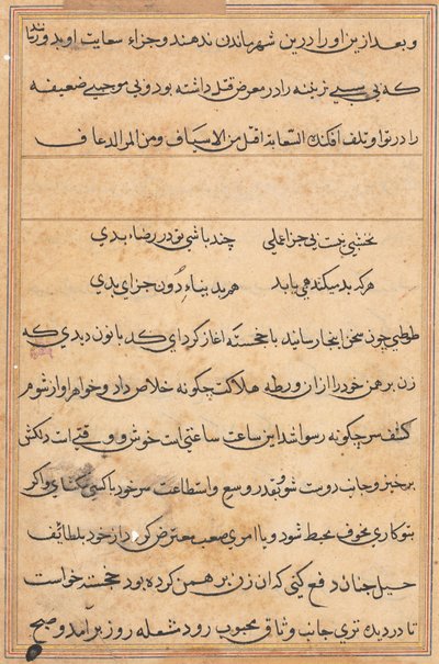 Seite aus Geschichten eines Papageis (Tuti-nama): Textseite von Unknown artist