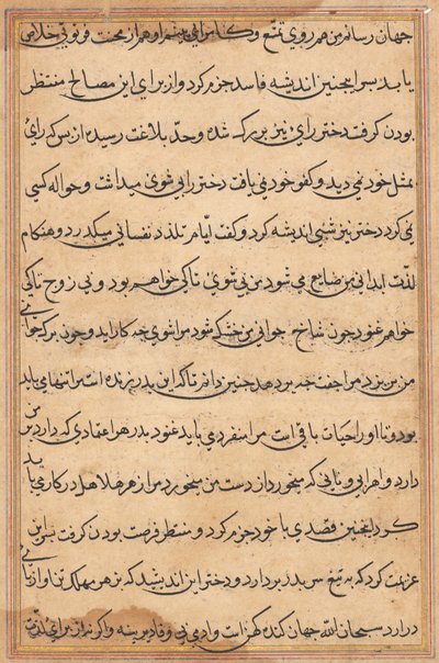 Seite aus Geschichten eines Papageis (Tuti-nama): Textseite von Unknown artist
