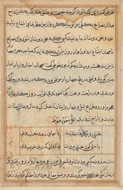 Seite aus Geschichten des Papageis (Tuti-nama): Textseite von Unknown artist
