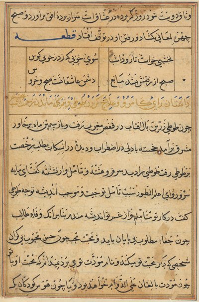 Seite aus Geschichten des Papageis (Tuti-nama): Textseite von Unknown artist