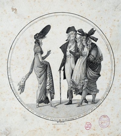 Pariser Mode: „Erstaunlich und wunderbar“ (Kupferstich von 1795) von Unknown artist