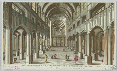 Guckkasten, Innenansicht der Kathedrale von St. Etienne de Vienne; Chereau - Er führt auch ein Geschäft für alle Arten von Papierrollen von Unknown artist