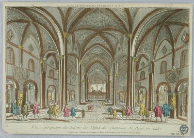 Guckkasten, Perspektivische Ansicht des Inneren der Kartäuserkirche von Pavia in Italien von Unknown artist