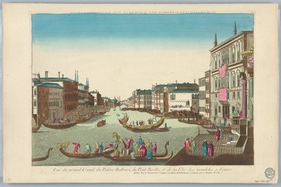 Guckkasten, Vue du Grand Canal, du Palais Balbori, du Pont Realto, et de la Fête des Condoles à Venedig von Unknown artist