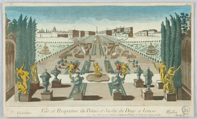Guckkasten, Ansicht und Perspektive des Palastes und Gartens des Dogen in Venedig, Giardino, Gartea, 12 von Unknown artist