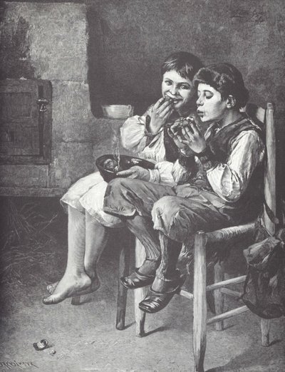 Arme Jungen beim Essen, Ende des 19. Jahrhunderts von Unknown artist