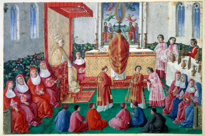 Papst Sixtus IV. besucht die Messe in der Sixtinischen Kapelle im Vatikan von Unknown artist