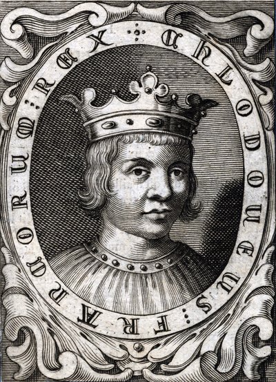 Porträt von Clovis III (? - 695), König von Austrasien. Gravur des 18. Jahrhunderts von Unknown artist